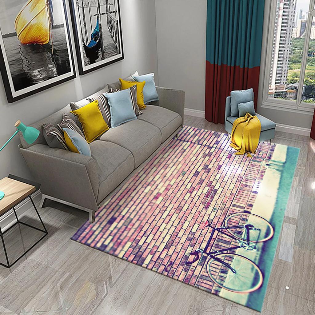 Dywan 3D w stylu vintage z rowerem Mata domowa do łazienki kuchni Dywan antypoślizgowy Mata dekoracyjna do salonu sypialni przedpokoju dla dzieci prezenty