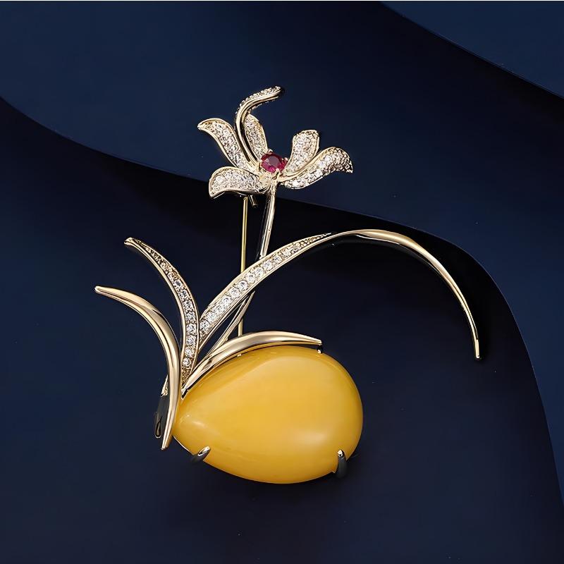 Design-sense Orchid Brooch, High-end, Fashionable, Individual and Elegant Brooch, Coat Cardigan, Exquisite and Luxurious Brooch