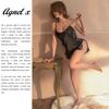 Sexy Lingerie Inner Underwear Nightwear One Piece Setup X033 [Agnel x] See-Through Women's (Black, Free)