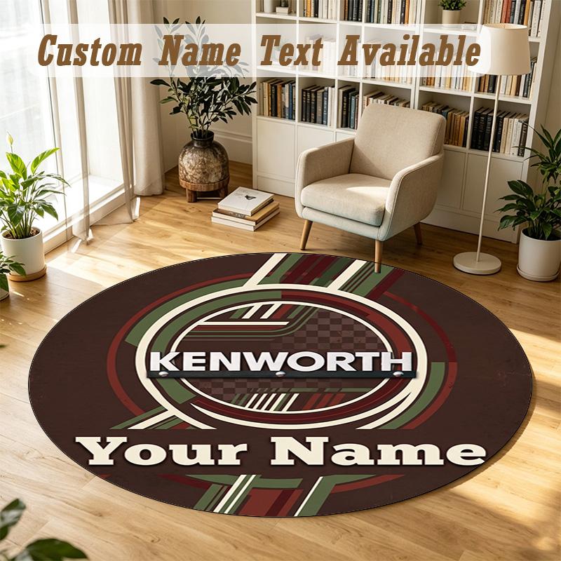 Round Rug Custom NameKenworth Pattern Non Slip Carpet Home Floor Decor