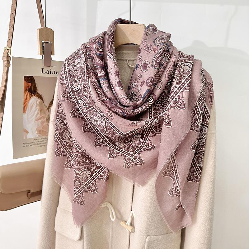 Mother's Day design sense fashion gift personalized cashew flower print outer shawl retro elegant temperament scarf