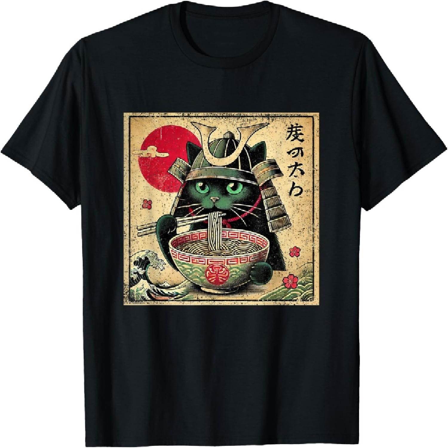 

Cat Ramen Japanese Funny Samurai Kawaii Cat Anime Girls Boys T-Shirt XXXXXL різнокольоровий