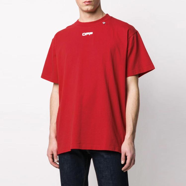 Off-White Oil Painting Arrow Print Loose T-Shirt Men Tops Red OMAA038S201850042088