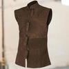 Men Waistcoat Vintage Medieval Renaissance Gentleman Satge Performance Sleeveless Solid Color Stand Collar Role Play Cosplay Costume