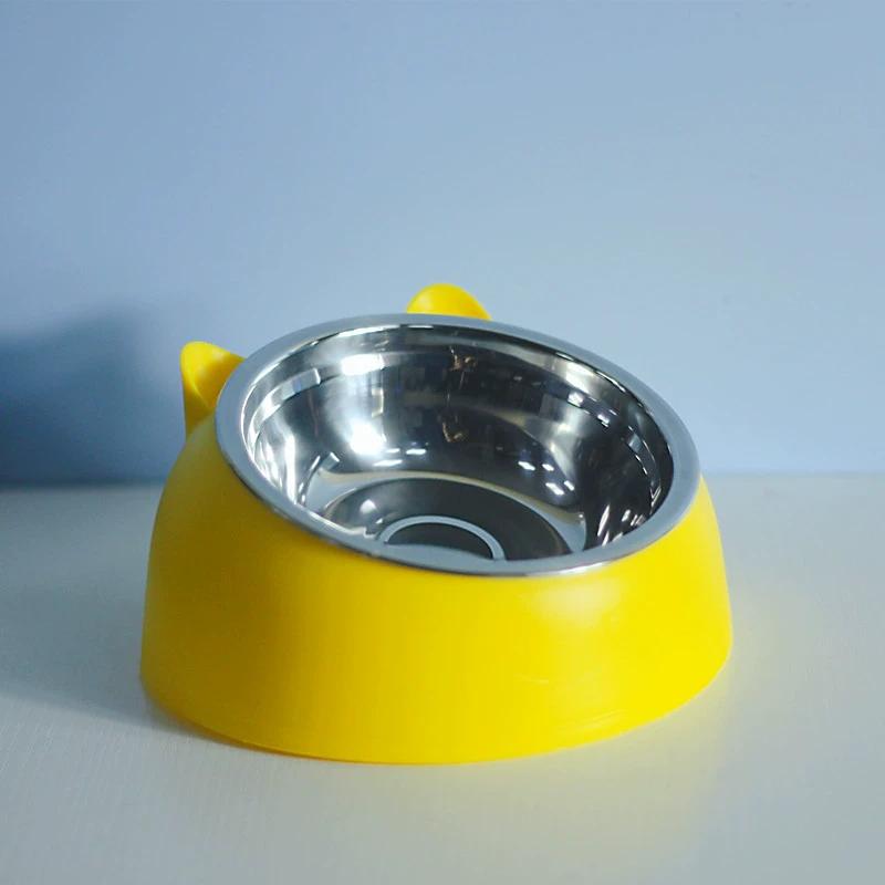 Eco-Friendly1PC Stainless Steel Cat Bowl, 15° Inclined Pet Food Dish with Non-Slip Base, Anti-Choke Feeder for Cats/Kittens/Dogs