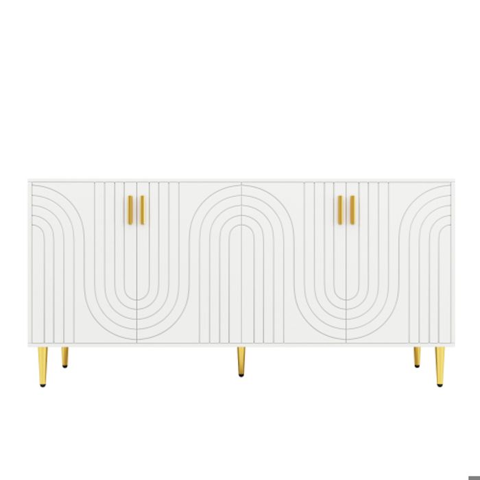 Bufet - MUVOE - Design unic - Alb - Auriu - 152x40x75 cm