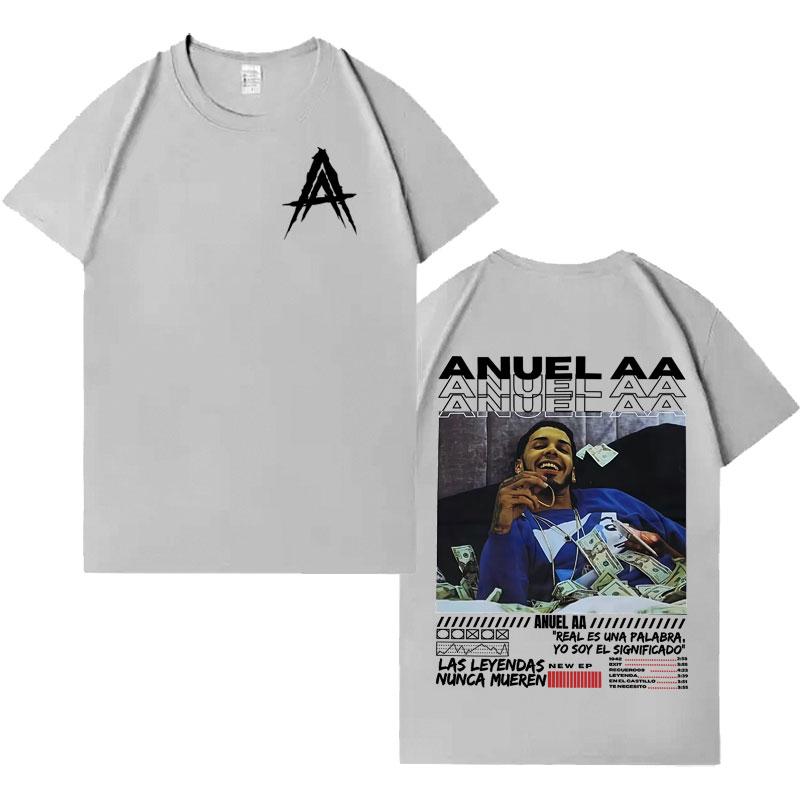 Rapper Anuel AA Real Hasta La Muerte 2025 Double Sided Print Harajuku T Shirts Men Women Fashion Tshirt Oversized Cozy Tshirts