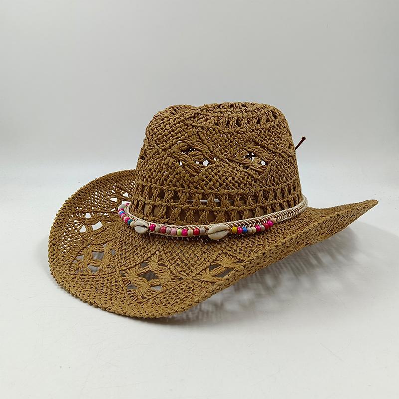 Hand-woven hollow denim straw hat men's and women's summer sunscreen hat western cowboy straw hat sombrero mujer sombrero hombre