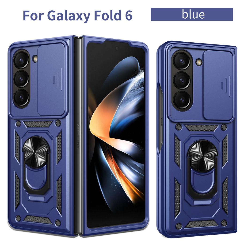 Für Samsung Z Fold7 Hülle Galaxy Z Fold6 Cover Z Fold 5 6 7 Magnetischer Ringhalter Rüstung Handyhülle Schiebende Kamera Schutz Rückseite Hülle