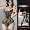 Sexy lingerie leopard print one-piece erotic lingerie women's passion hot pure lace deep sexy suit