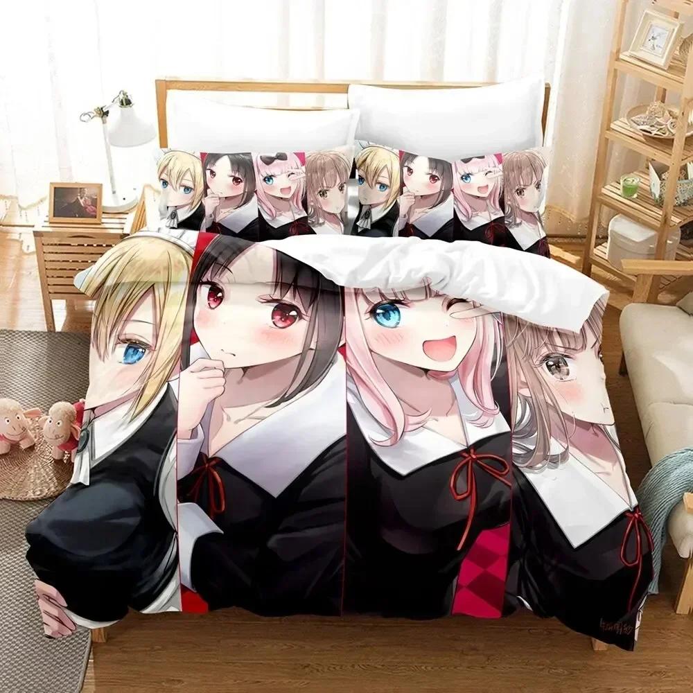 

Comforter 3D Printed Anime Kaguya-Sama Love Is War Bedding Set Boys Girls Twin Queen Size Bed Kids Adult Comforter (quilt)-EU Single(135*200cm)3pcs