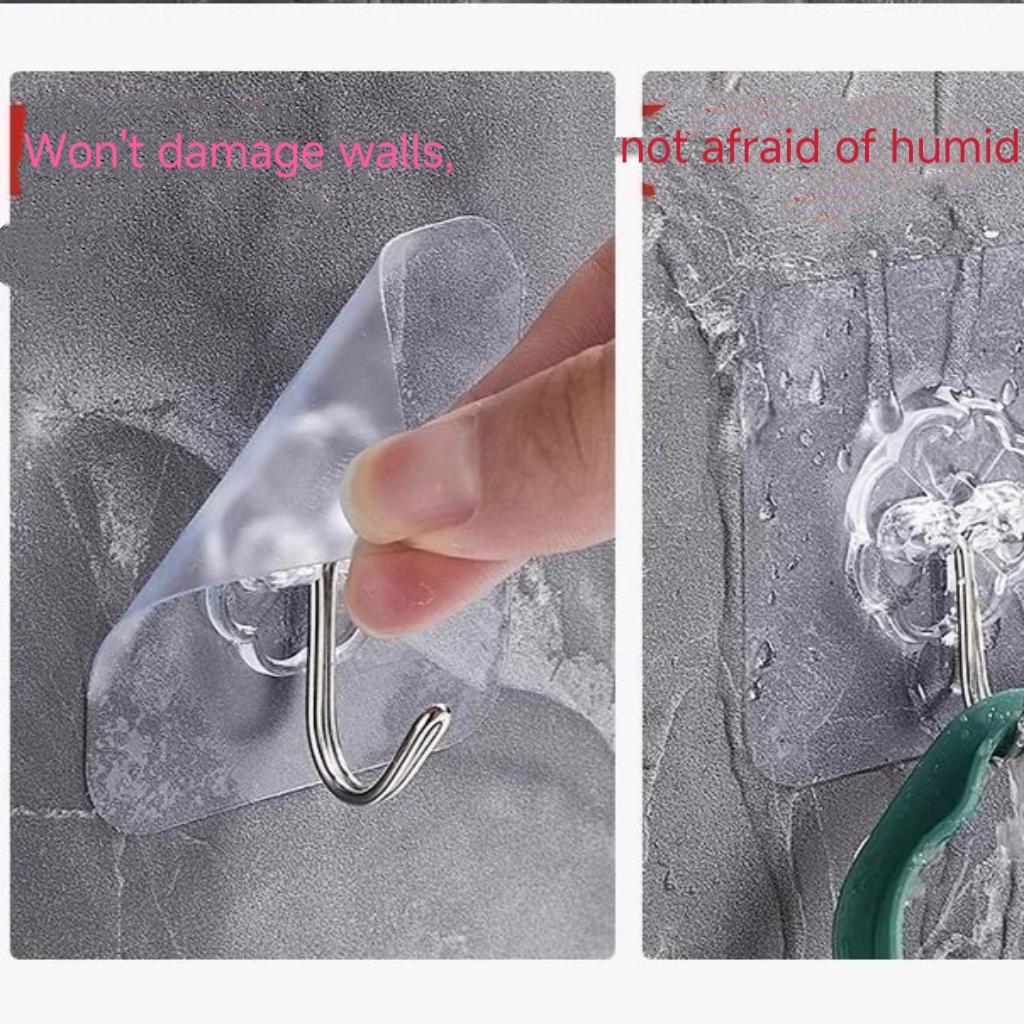 No Drill Self Adhesive Hooks Wall Mounted Shoe Rack, Strong Sticky Waterproof Hangers for Kitchen, Bathroom, Dorm, Bedroom & Door Back Storage