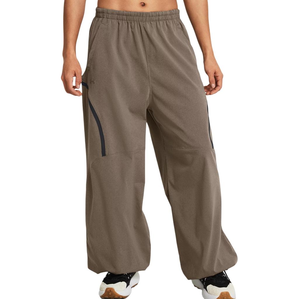 Under Armour UA Imparável Cor Sólida Cintura Média Caimento Solto Cordão Punho Calças Casuais Feminino bottoms Castanho-Oliva 1382740-200