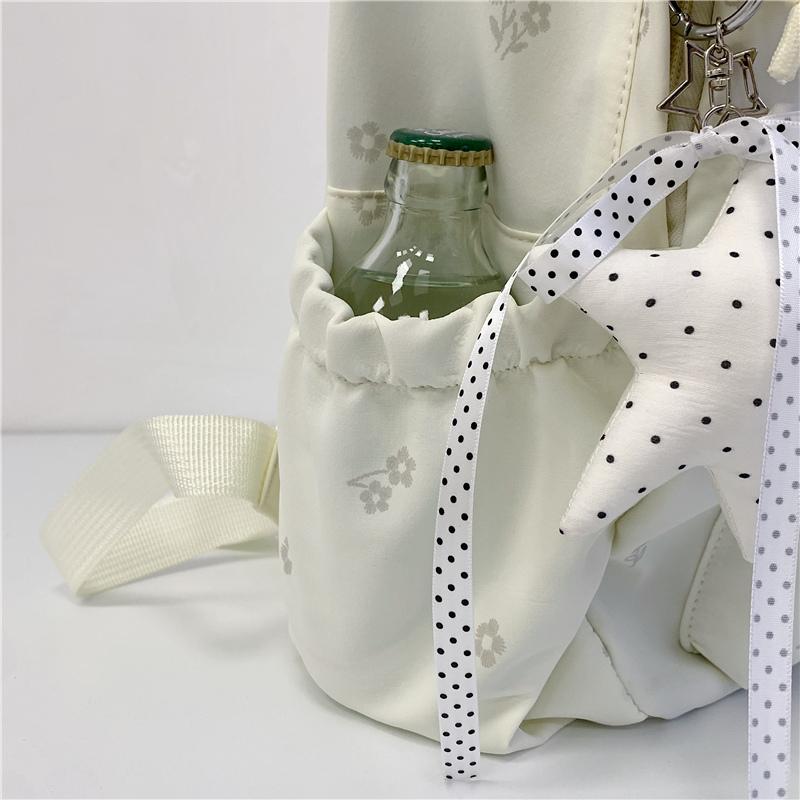 Floral Print Backpack with Front Pocket and Side Pockets