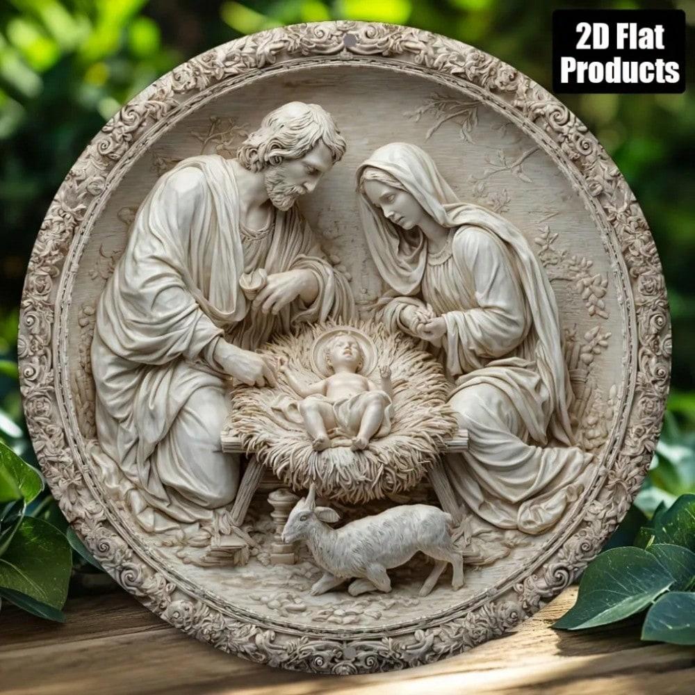 Metal Wall Art Christmas Religious Sign 8x8 Inch Home Decor