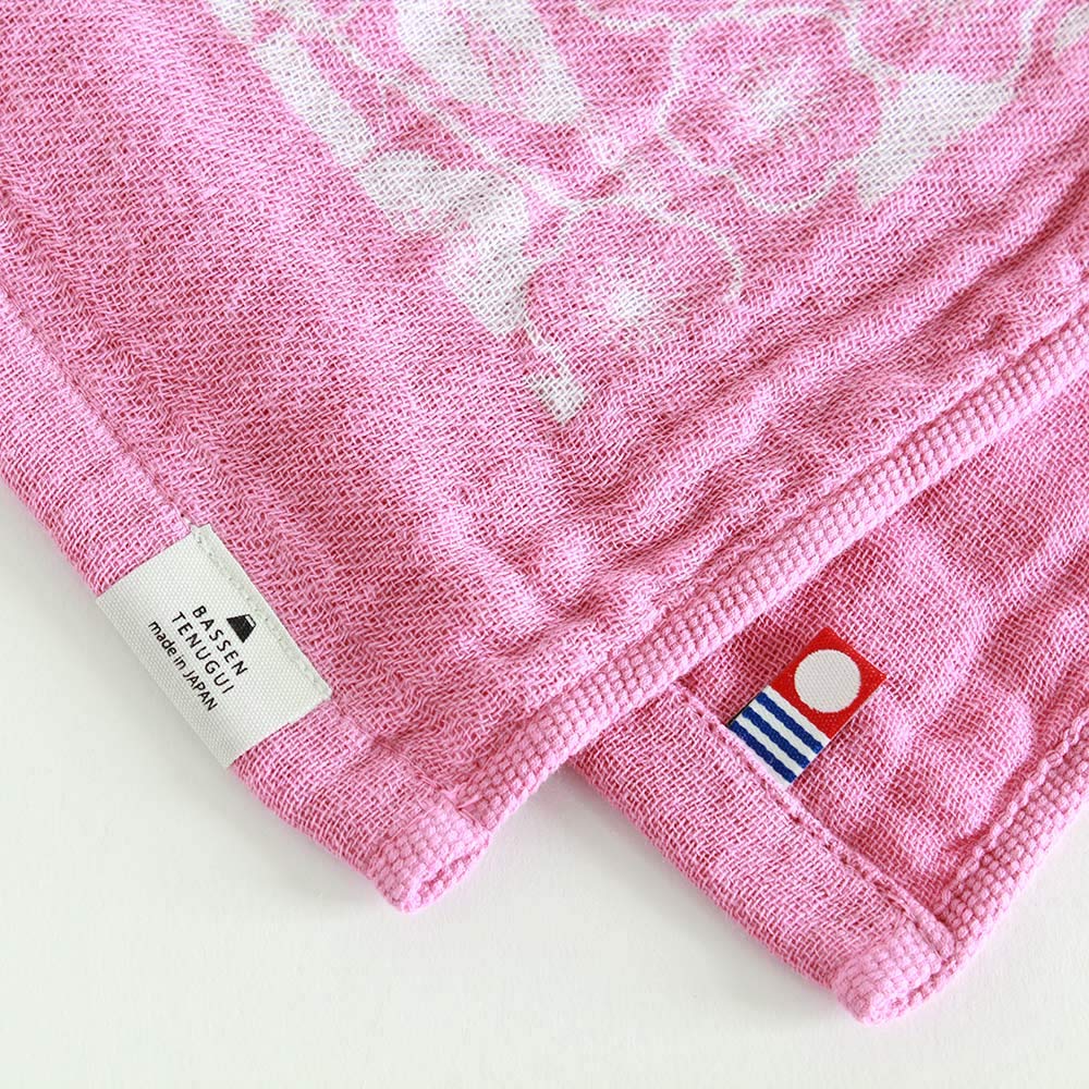 Imabari Towel Contex Discharge Printed Tenugui High-Color (Pink/Plum Blossom)