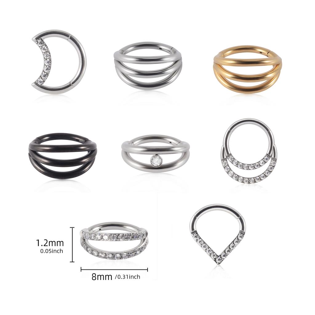 Elegant Nose Rings with Moon Shape for Cartilage Dainty Moon Nose Rings Moon Earrings for Daith Rook Sparkling Ear Rings