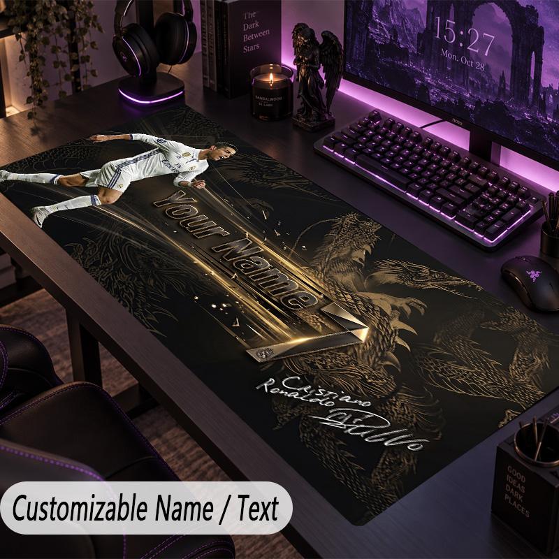 Large Mouse PadCristiano Ronaldo Custom Name Text Personalized Desk Mat Non Slip Gaming Pad