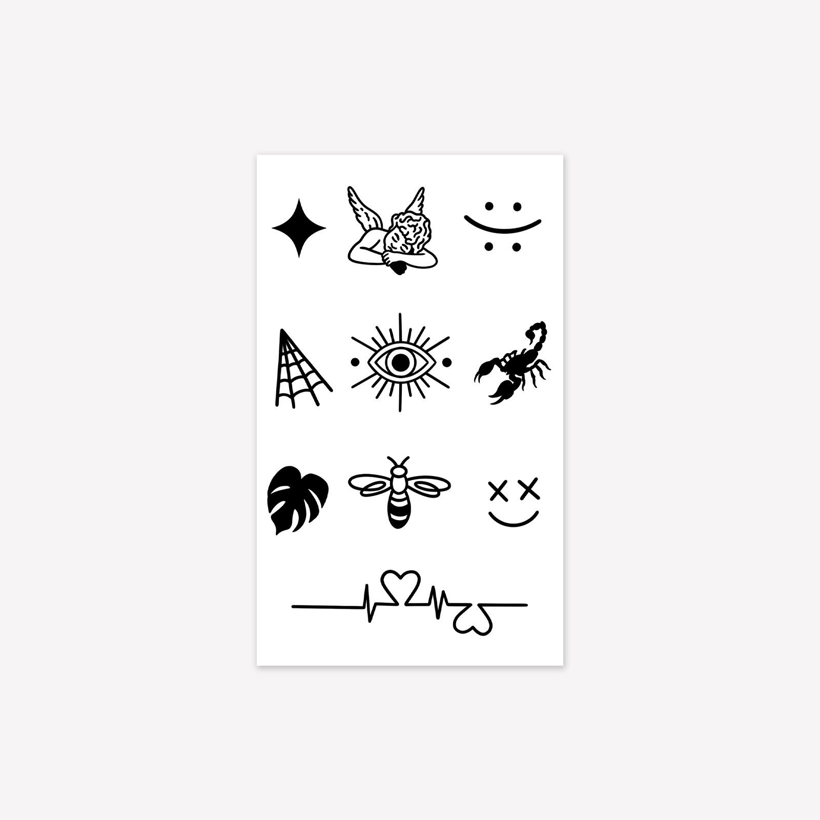 

Finger Tattoo Sticker Waterproof And Long-Lasting Simulation Dark Small Pattern Eyes Scorpion Love Plant Mini Hand Back Sticker 9*15CM