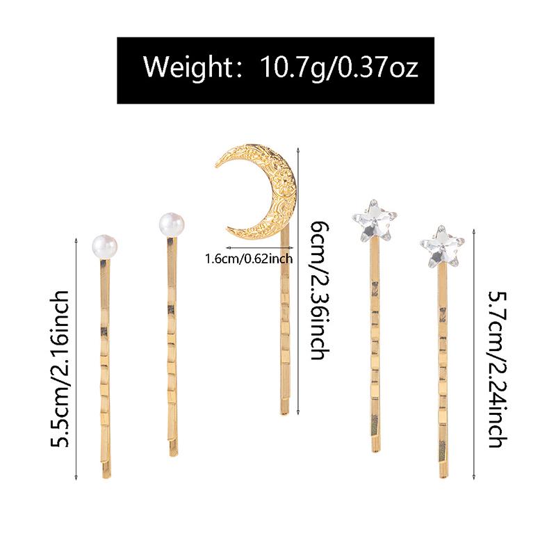 Sparkling  Star Moon Hair Clip Set For Girls Bridal Wedding Headpieces Hair Pins  Jewelry Hair Accessories