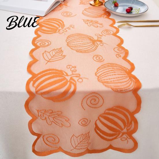 Decorative Fall Dining Table Cover Runner Decorations Maples Leaves Lace Orange Maple Leaf Overlay Runner Autumn Harvest Thanksgiving Decorations