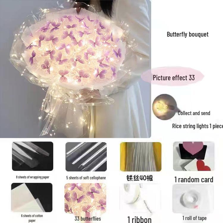 Valentine's Day DIY Simulation Butterfly Bouquet Kit - Handmade Gift with High-End Feel