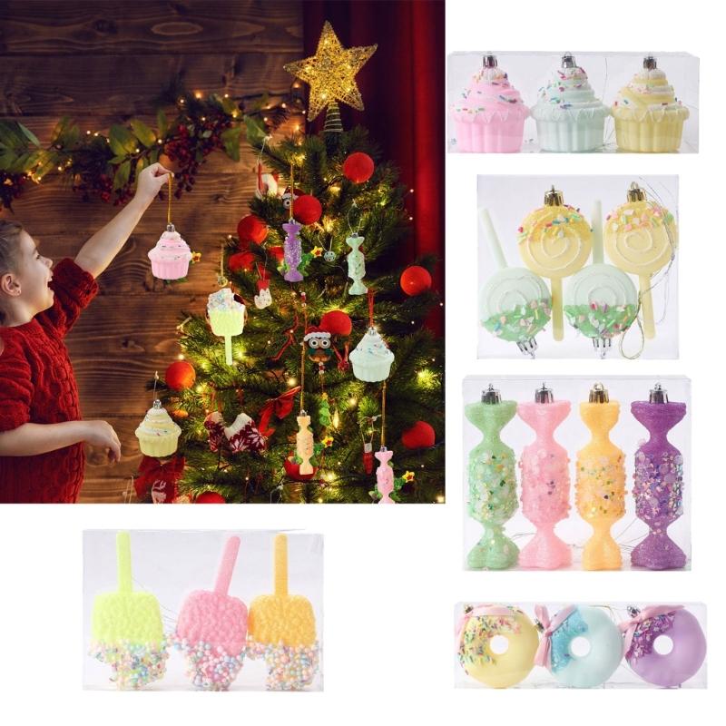 Elegant Candy Color Christmas Tree Hanging Pendant Colorful Baubles for Holiday Decoration Indoor and Outdoor Ornament