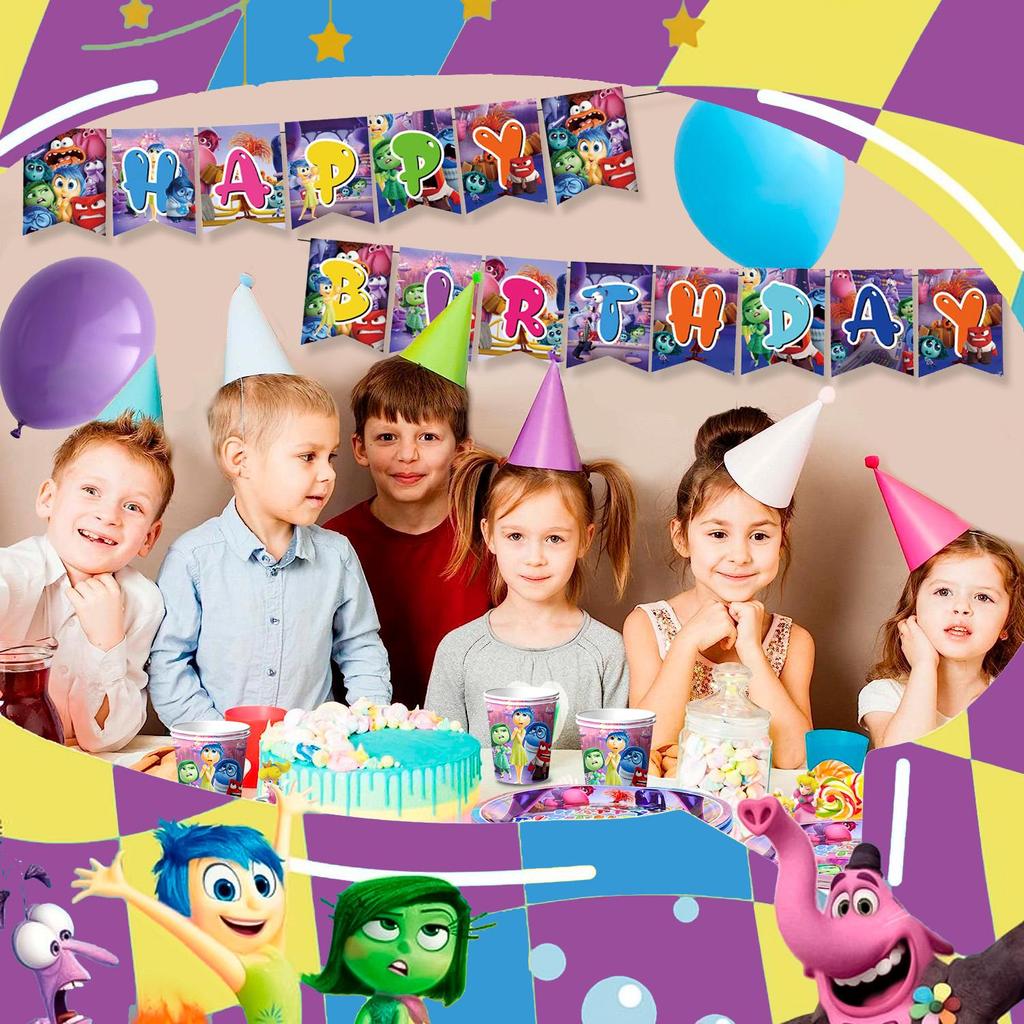 Cartoon Birthday Decoration Tableware Set, Cartoon Party Decorations - Cartoon Party Plates, Cartoon Napkins and Paper Cups, Serves 16