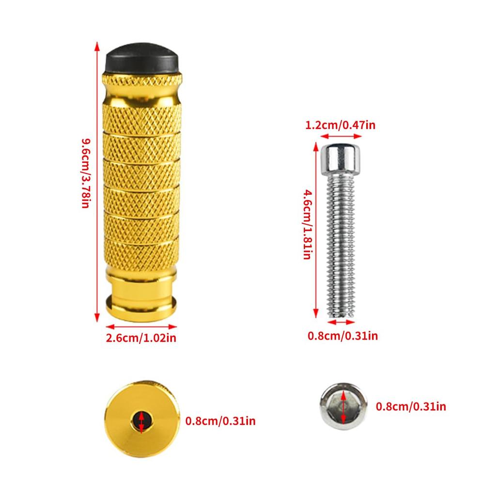 Yavoluy Motorcycle Steps, Universal Foot Pegs, Left and Right Set, Tandem Steps, Aluminum Alloy, M8 Standard Scooter, Moped, Motorcycle (Gold)