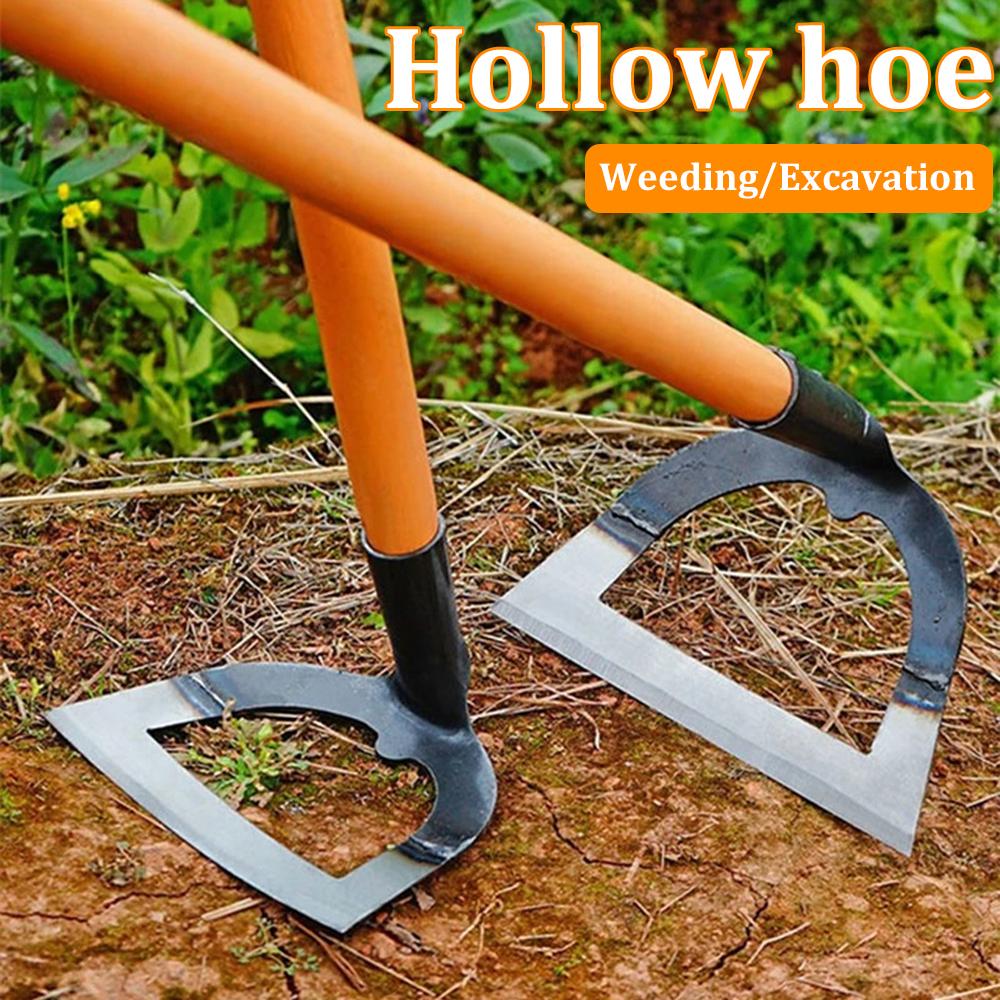 Handheld Hollow Hoe Thickened Manganese Steel Agricultural Weeding Hoe Planting Vegetable Gardening Loosening Soil Weeding Tools for Daily Use