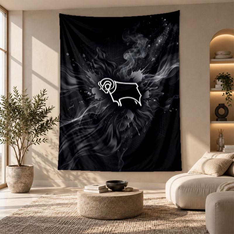 Decorative Tapestry,Derby County Football Printed Wall Art, Lightweight Wall Hanging For Bedroom Background