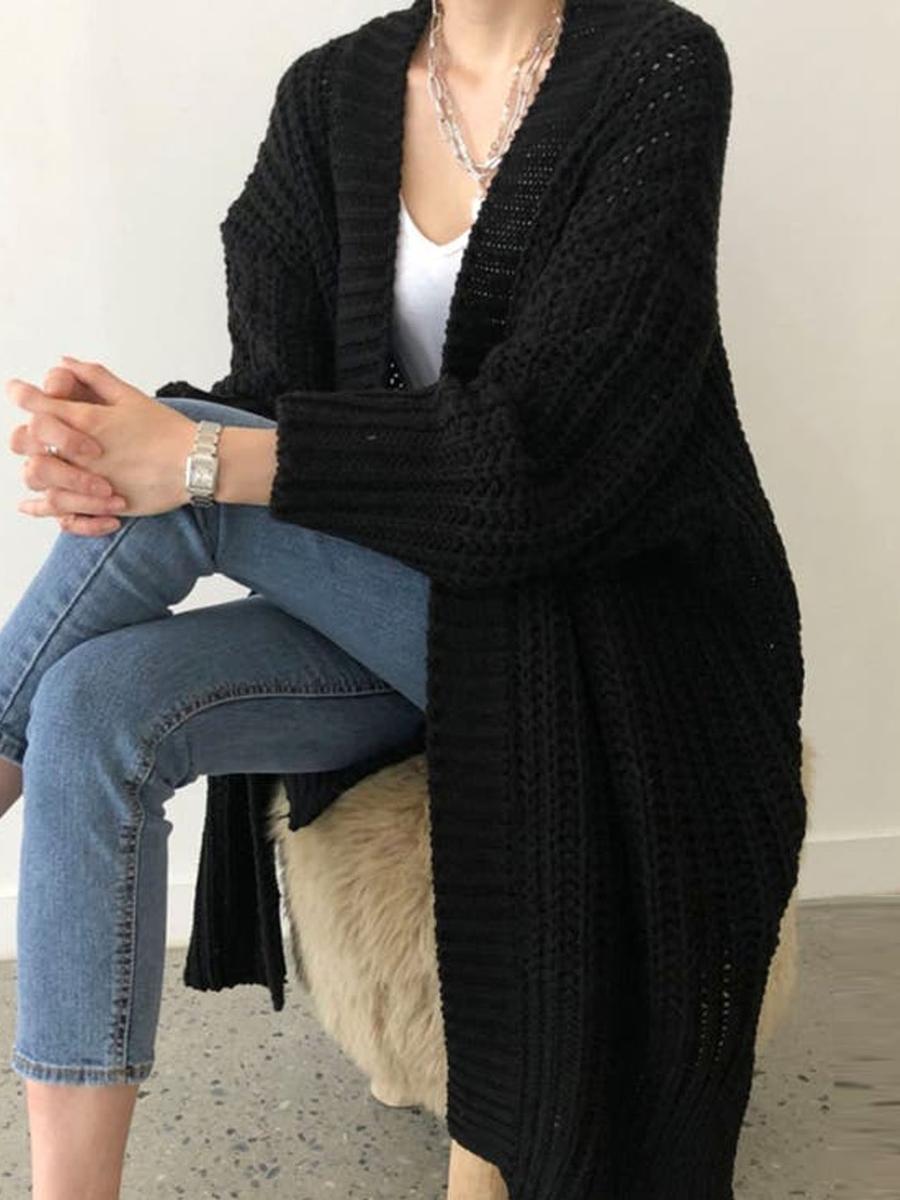 

Men s Long Cardigan Knit Sweater for Women, Solid Color, Autumn Winter Fashion Vacation Outwear XL чорний