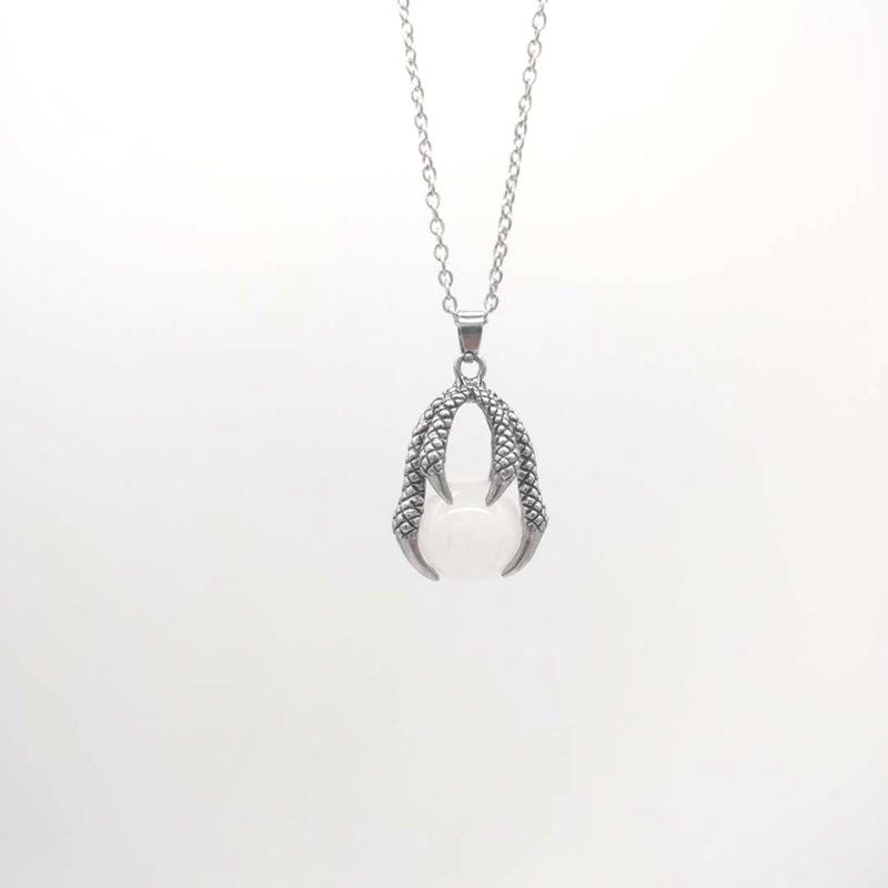 Domineering Dragon Claw Natural Stone Round Ball Ball Necklace Pendant Necklace