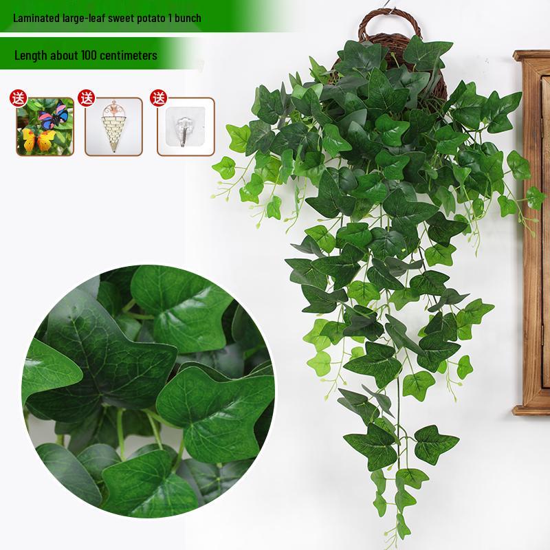 Artificial Pothos & Spider Plant Rattan Vine Wall Hanging for Indoor/Outdoor Decor