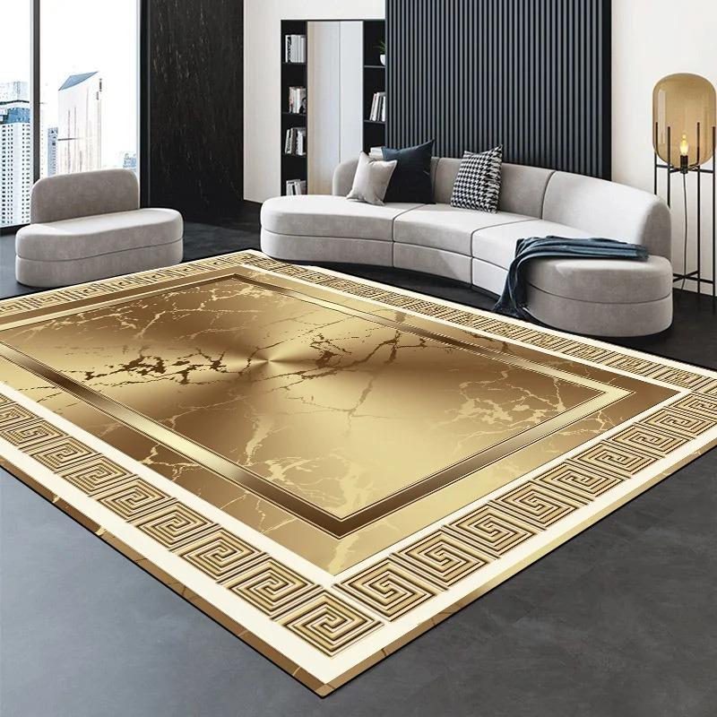 Golden Luxury  Large Carpet Living Room Decoration Home Rugs Non-slip Bedroom Mat Customizable Coffee Table Lounge Rugs