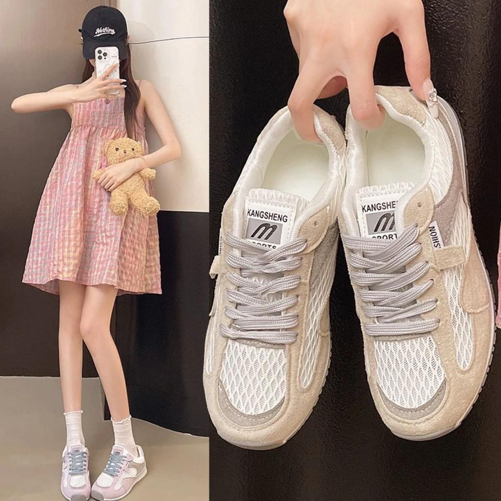 thick-soled German training shoes women's new summer net shoes breathable sports Forrest Gump casual lightweight soft sole