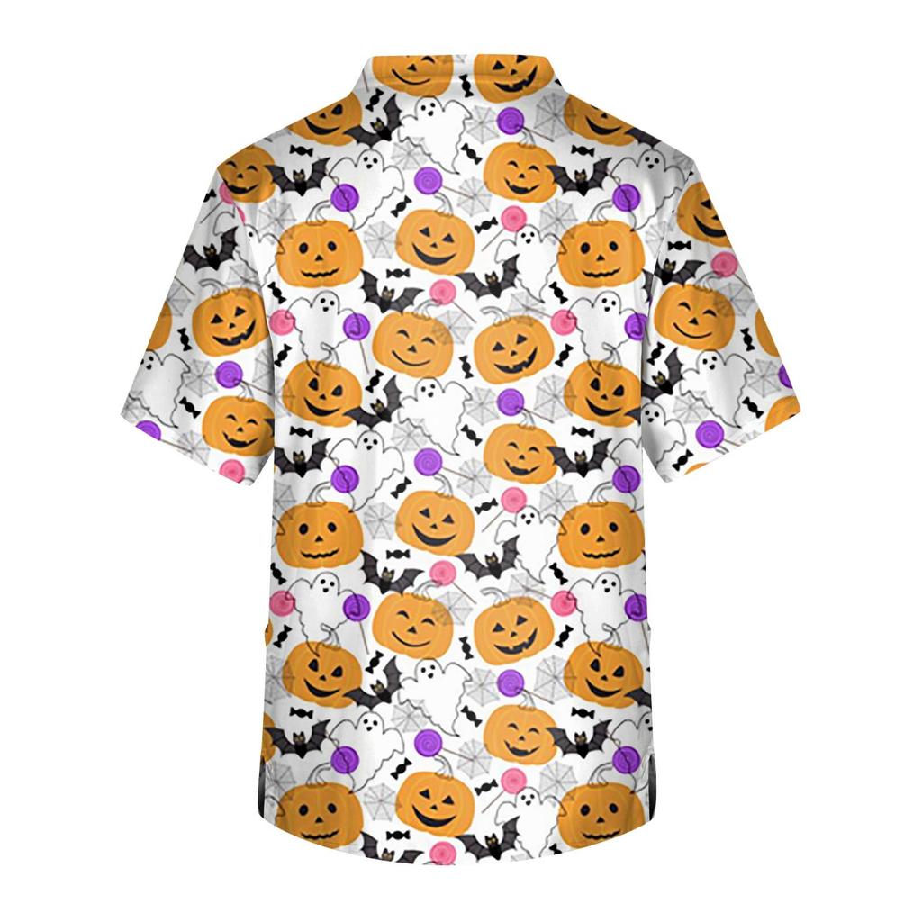 Plus rozmiar Halloween drukowane szorowanie jednolite topy robocze dla mężczyzn krzyżowy dekolt w serek z krótkim rękawem zabawne t-shirty odzież robocza Tee z kieszeniami