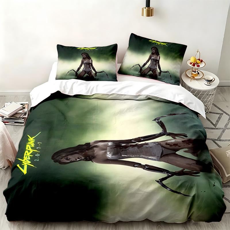 Cyberpunk 2077 3pc set Perfect for bedroom use Comfortable bedding set includes a duvet cover and two pillowcases Ideal birthday or Christmas gift