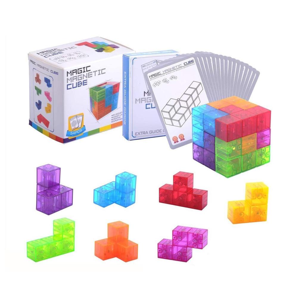 Magnetic Rubik's Cube Blocks Soma Cube Children's Magnetic Cube Magnet Iron Suction Puzzle Toys Lupin Block