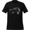 JG Infinite Sports Car 'Vette C3 Sketch Line Art Custom Muscle Car Owner Gift Short-Sleeve T-Shirt S, Black