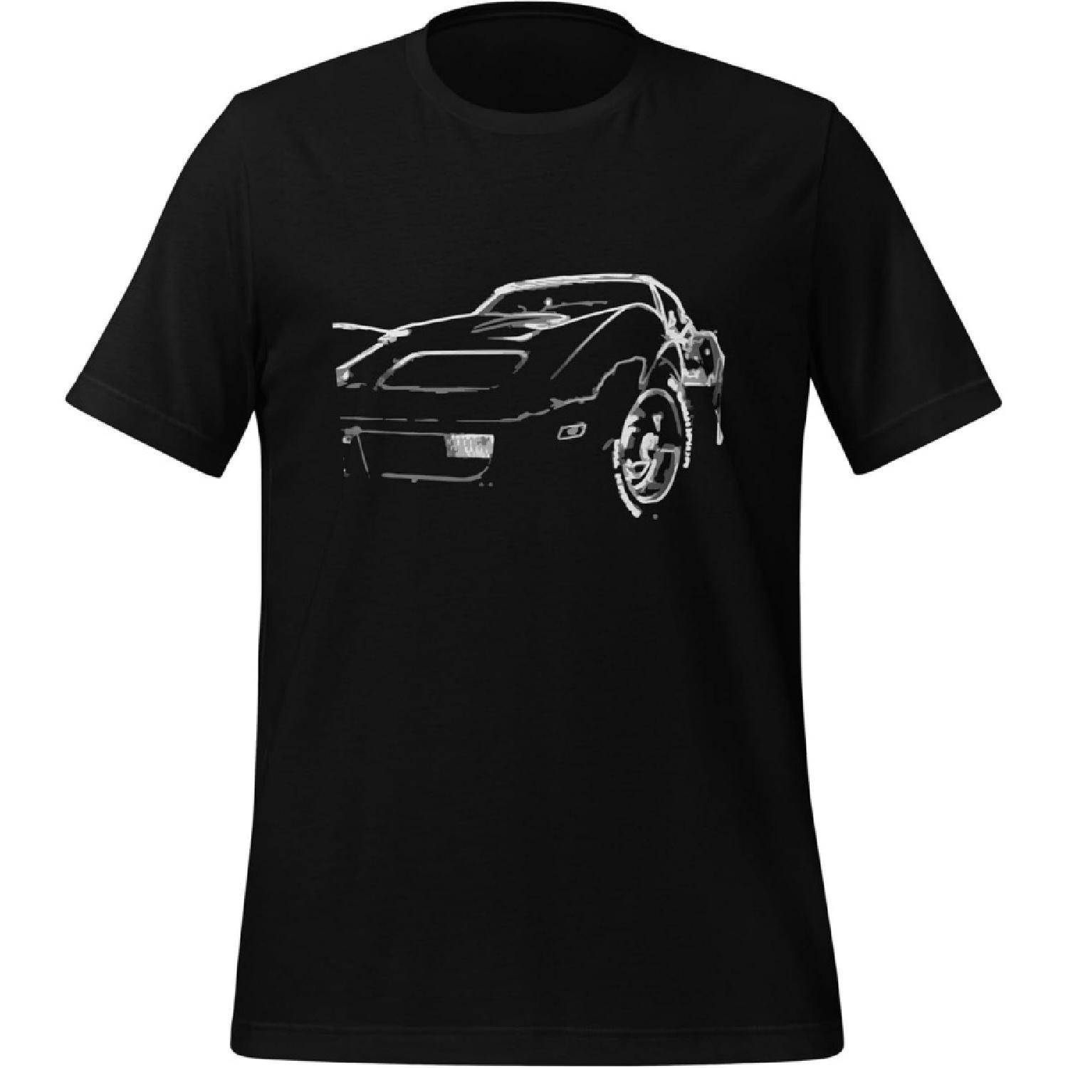 JG Infinite Sports car  Vette C3 Sketch Line Art Custom Muscle Car Owner Gift Short-Sleeve T-Shirt S, Black XXXXXL разноцветный