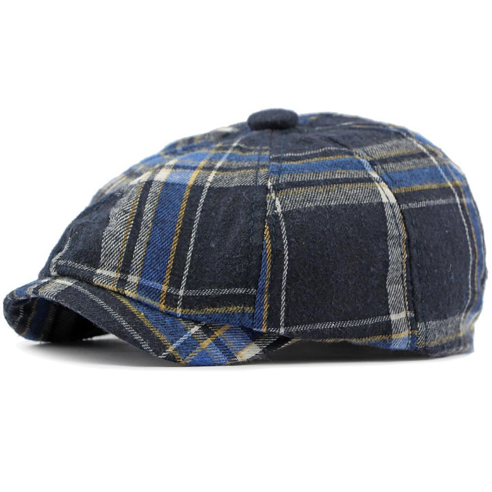 HT4670 Mens Berets Women Artist Painter Octagonal Beret Hats Male Female Ivy Flat Cap Spring Autumn Adjustable Plaid Beret Caps