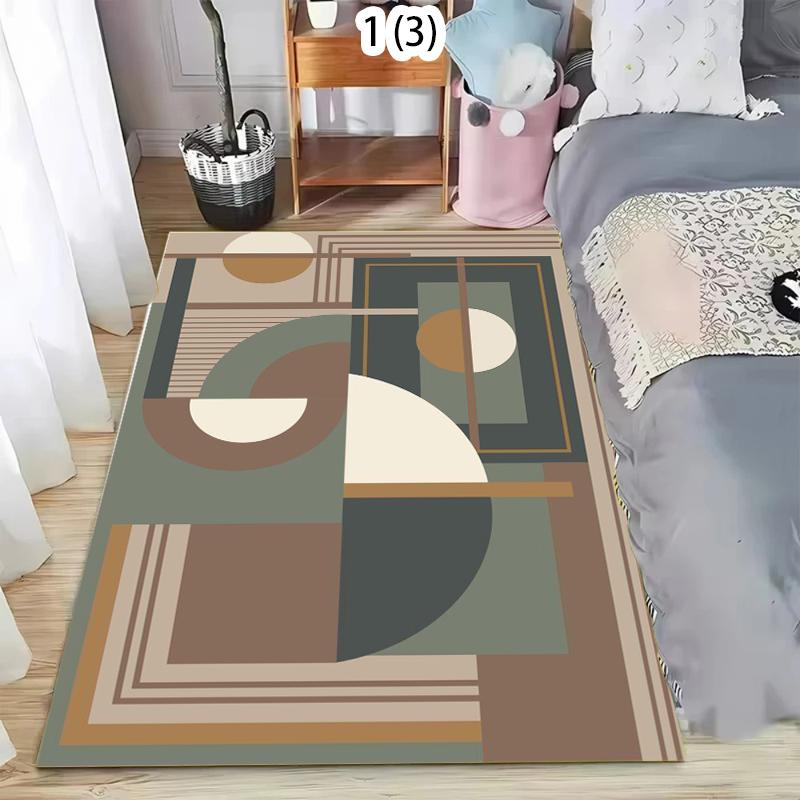 Retro Geometric Shapes Area Rug Modern Washable Non-Slip Carpet Floormat for Living Bedroom Nursery Kids Playroom Nordic Simple