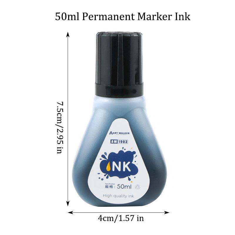 1box 50ml Permanent Marker Ink,Oily Quick-Drying Waterproof And Non-Fading,Non-Erasable Marker Ink Refill,Red Blue Black