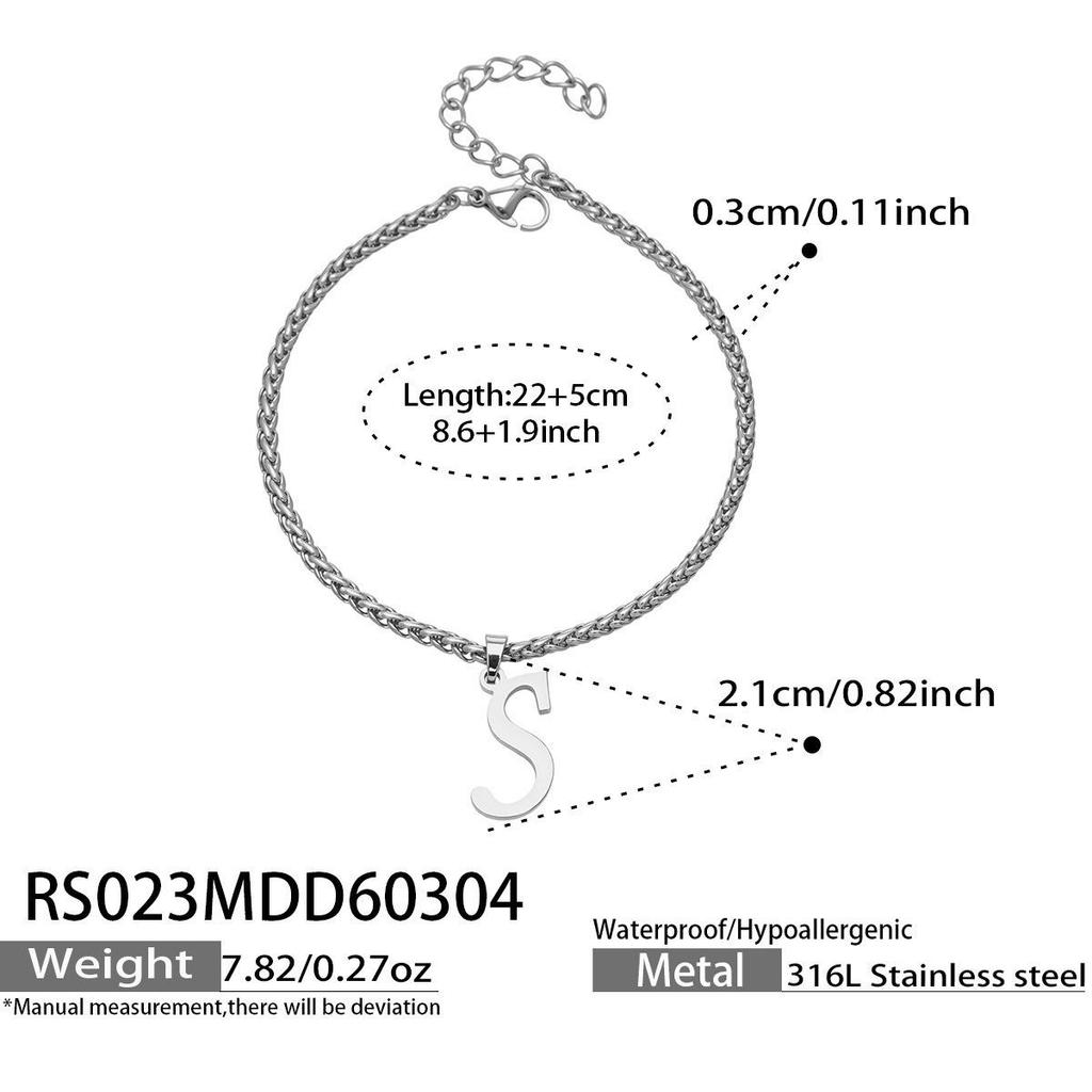 26-Letter Pendant Anklet: Stainless Steel Simple Design Foot Jewelry