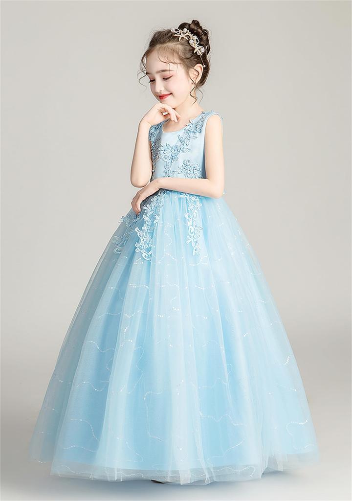 OMZIN Lace Dress with Cute Rugosa Floral Formal Skirt for Perfect for Entrance Bridesmaid and Graduations Size 130 Children's Bow, Print, Girls,