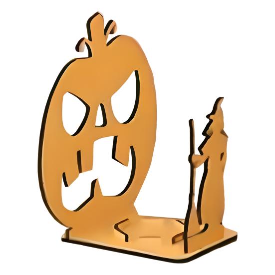 Halloween Shadow Candle Holder Funny Shadow Stand Candlestick with Witch Skeleton Pumpkin Cat Silhouette Holiday Table Centerpiece