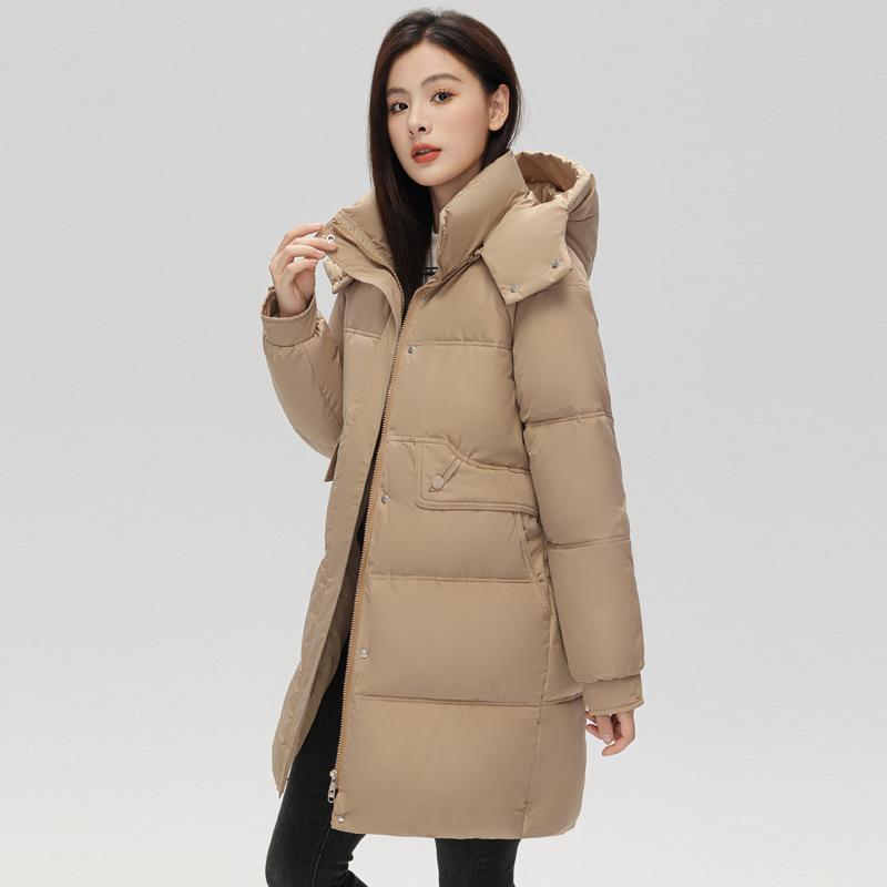 Cotton-padded Jacket Girls' Long Loose Winter New Hooded Fashion Plus Size Bread Coat.