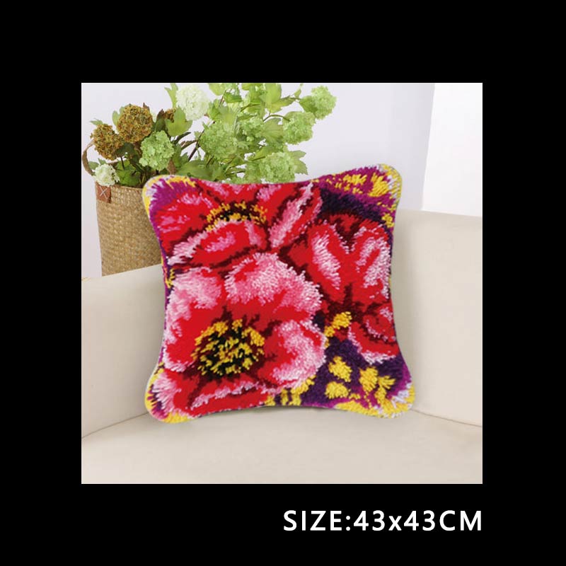 DIY Carpet Embroidery Latch Hook Kit Plant Series Segment Embroidery Pillow Flowers Grass Coarse Wool Cross Stitch 3D Latch Hook