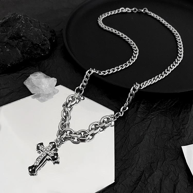 Men's Equatorial Cross Necklace Men's Trendy Hip Hop High Sense Versatile Pendant Boys Niche Design Accessories